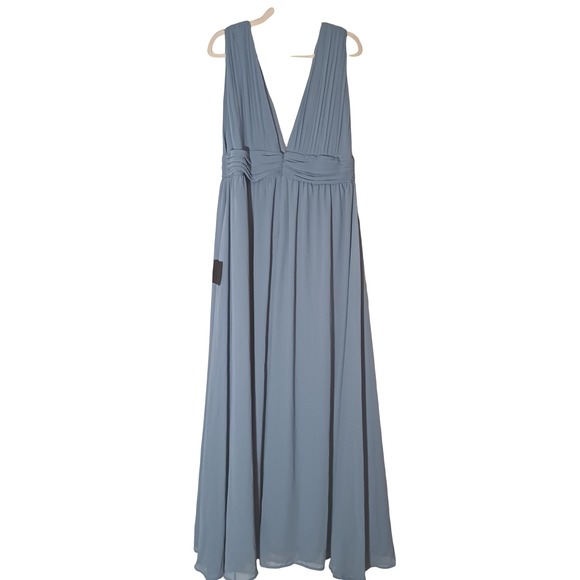 NEW Lulus Heavenly Hues Light Blue Maxi Dress XL High Slit Plunging Double V - Picture 7 of 14